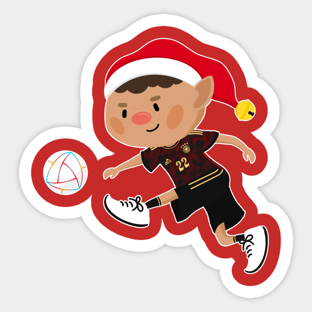 Germany football Christmas elf. Football World Cup soccer T-Shirt Sticker by abtchlr